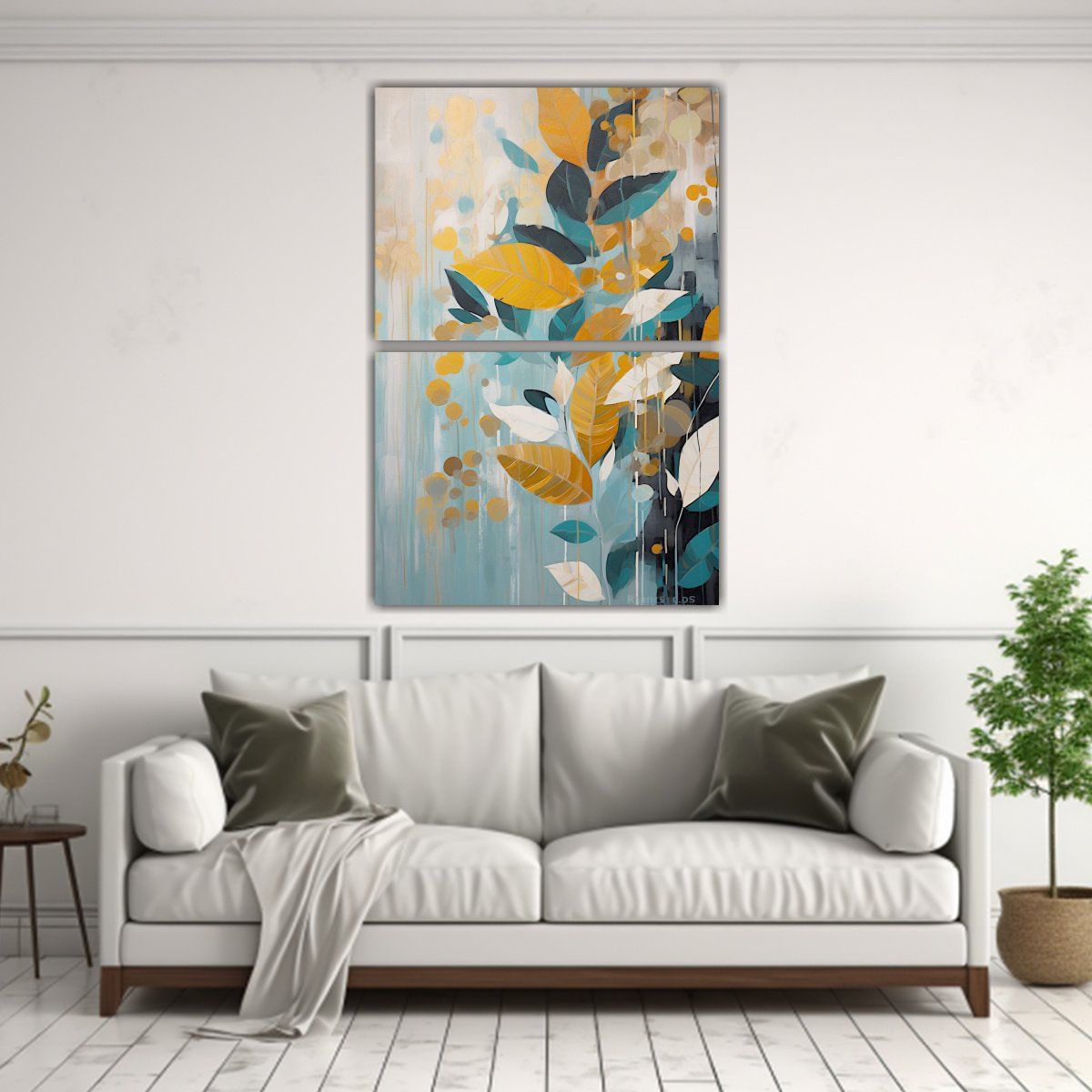 GENERICO - Pintura Abstracta Con Hojas Tropicales En El Baño 75x100 Cm