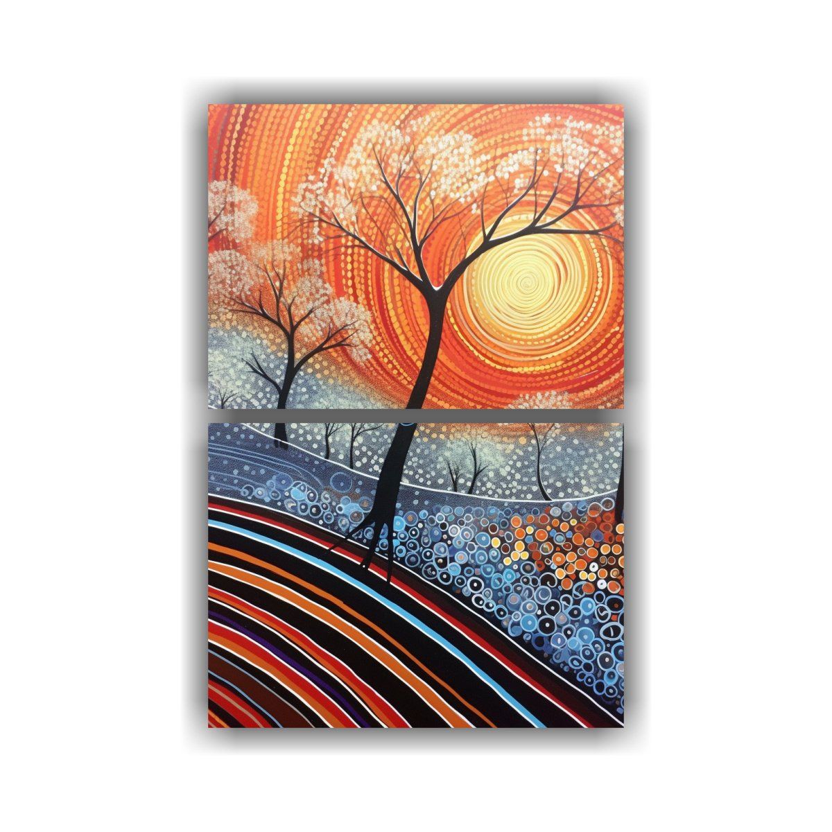 GENERICO - Dos Cuadros Hermoso Obra Maestra Arte Australiano 50x80 Cm
