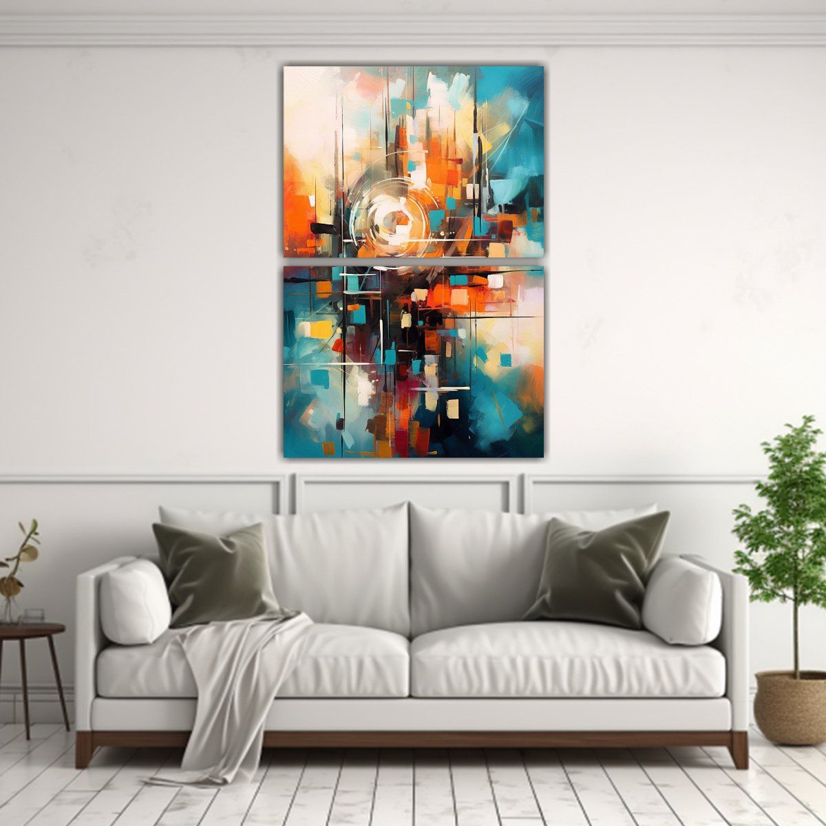 GENERICO - Set De 2 Cuadros Abstractos De Pared En Colores 50x80 Cm