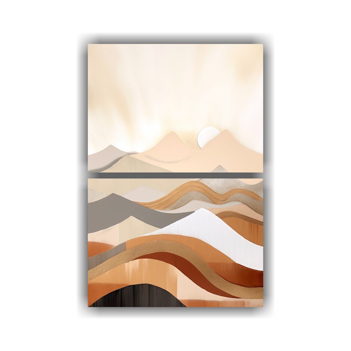GENERICO - Cuadros De Montañas Blancas Minimalistas Pintura 65x100 Cm