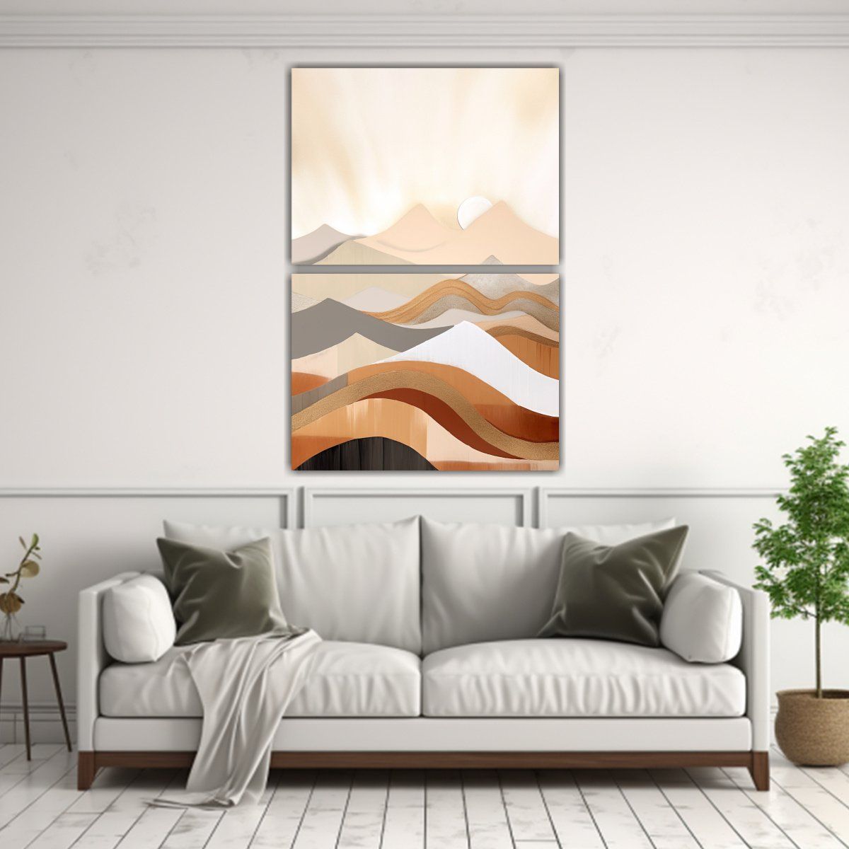 GENERICO - Cuadros De Montañas Blancas Minimalistas Pintura 65x100 Cm