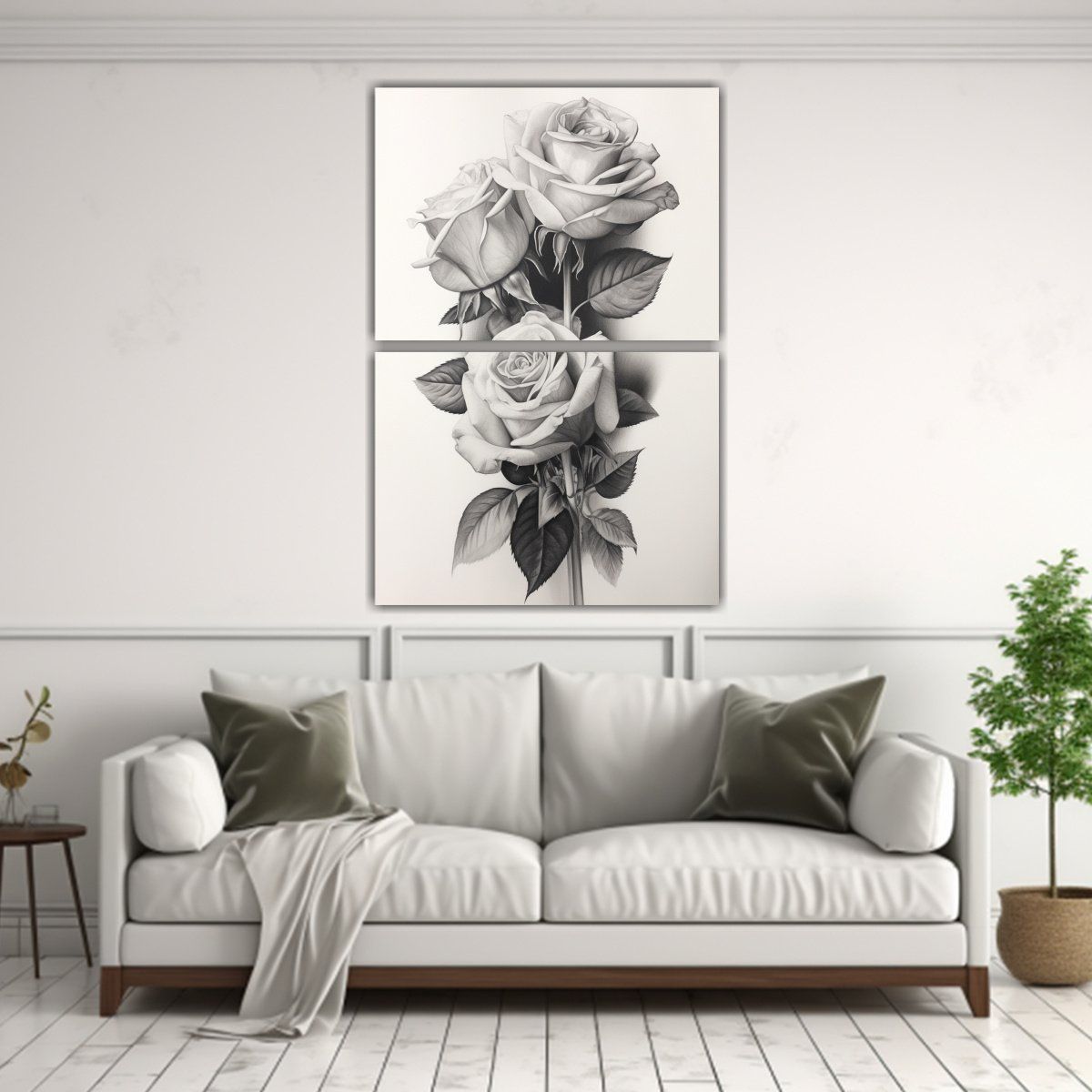 GENERICO - Cuadro Moderno Artesanal De 6 Rosas En 65x100 Cm