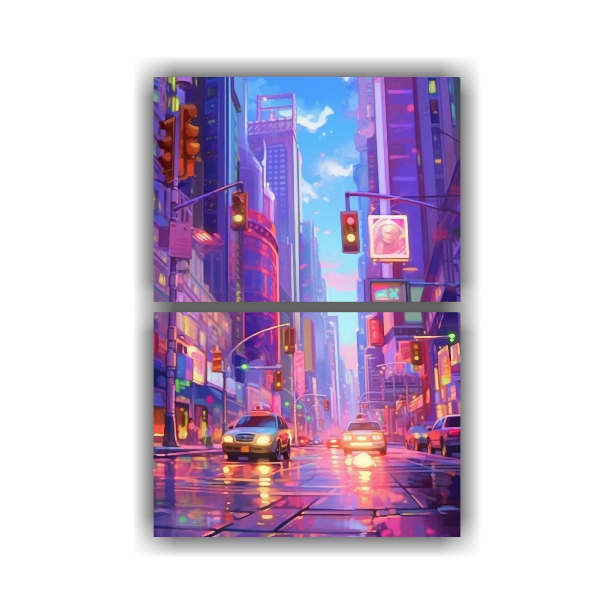 GENERICO - Set 2 Lienzos Modernos Pintura Opaque Dinámica 65x100 Cm