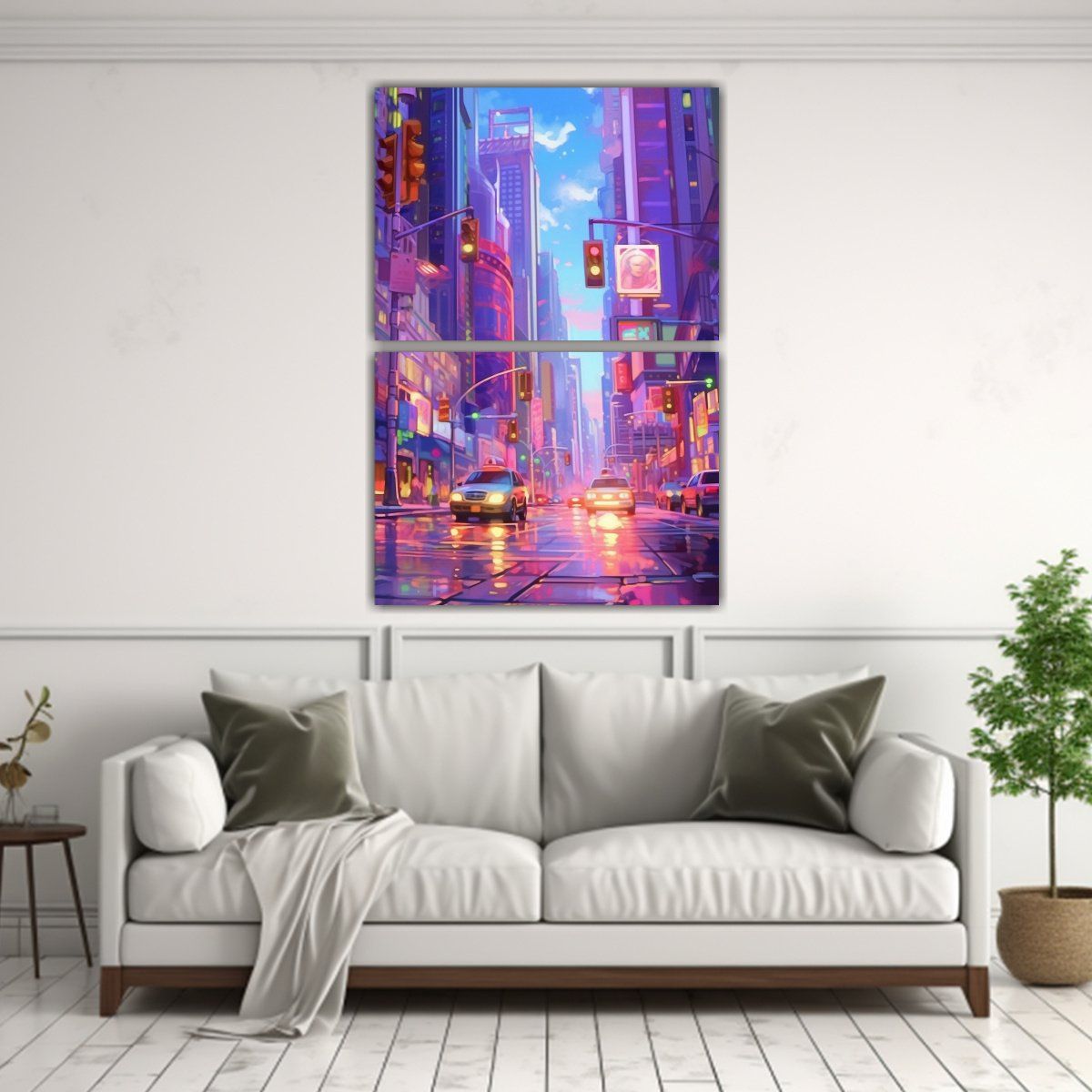 GENERICO - Set 2 Lienzos Modernos Pintura Opaque Dinámica 65x100 Cm