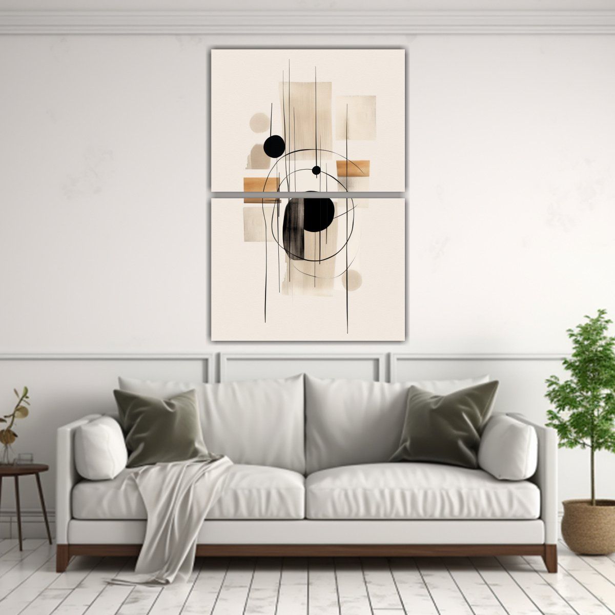 GENERICO - Diptico Abstracto Vintage Época Con Acuarela 75x100 Cm