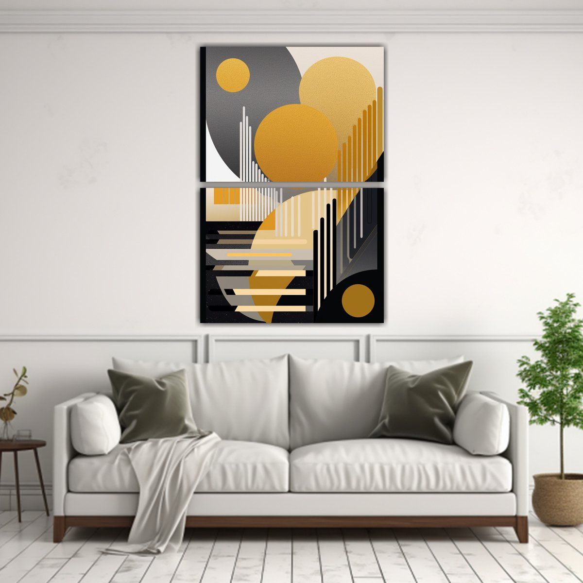 GENERICO - Pintura Abstracta En Lienzo Con Hoja De Oro 65x100 Cm