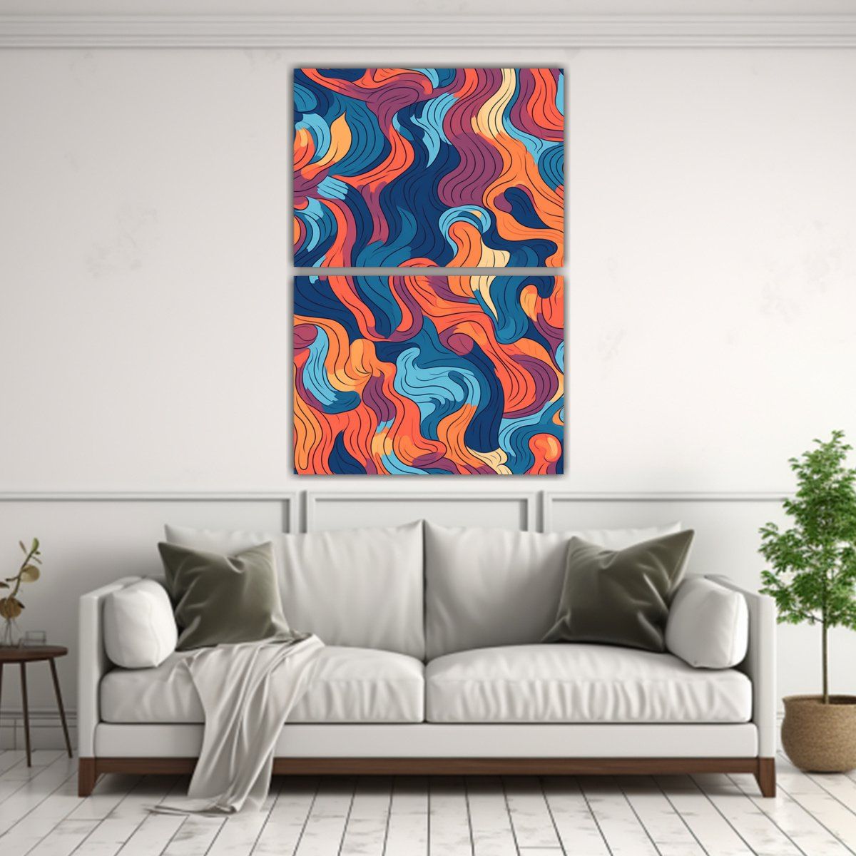 GENERICO - Cuadros Modernos Abstractos Con Líneas Gruesas Y 120x160 Cm