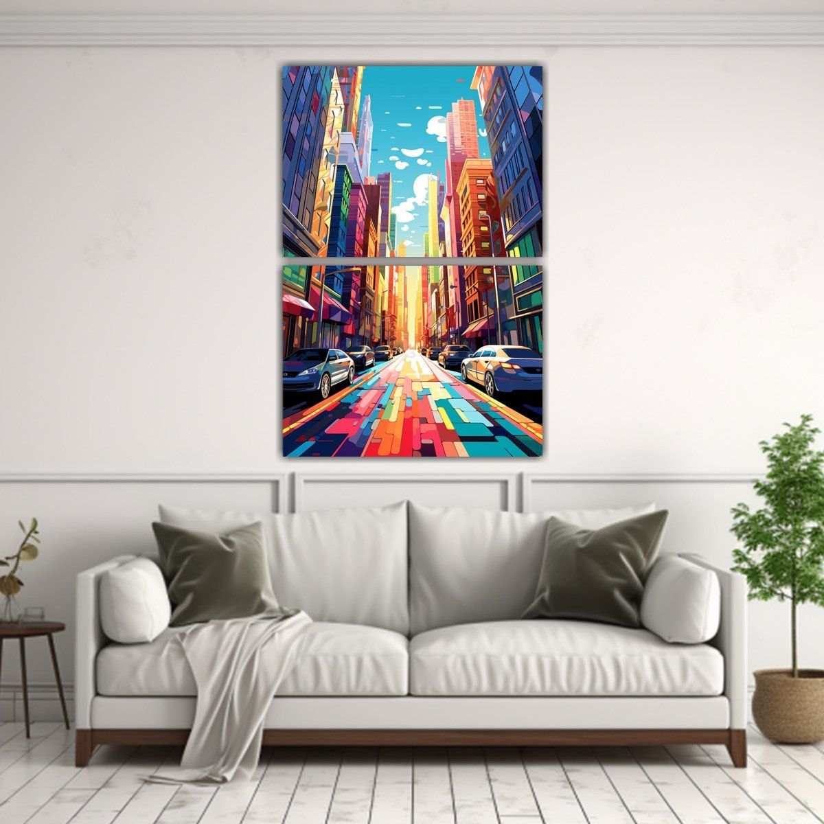 GENERICO - Cuadro Vintage De Una Calle En Nueva York Estilo 65x100 Cm