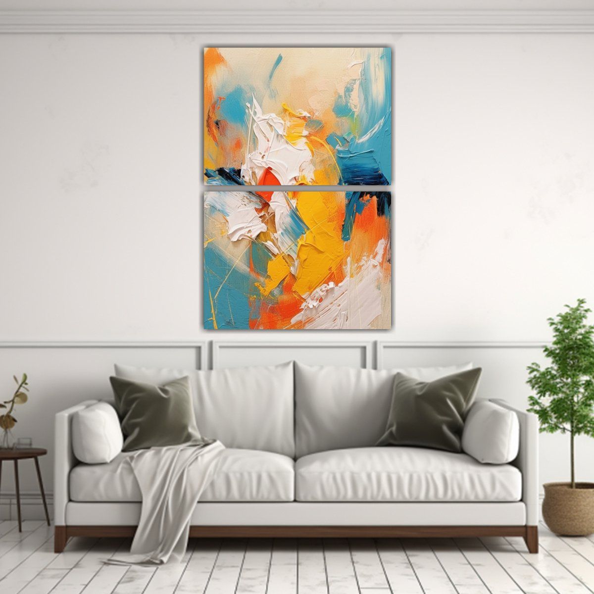 GENERICO - Set 2 Telas En Bastidor Composicion Living 120x160 Cm