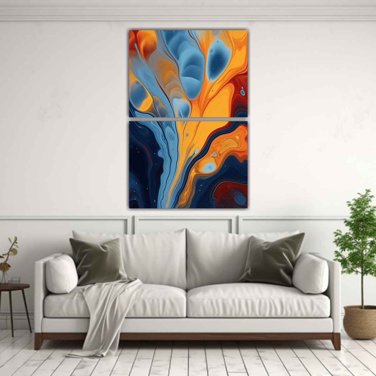 GENERICO - Pintura Líquida En Lienzo Predominio Del Azul Y 65x100 Cm