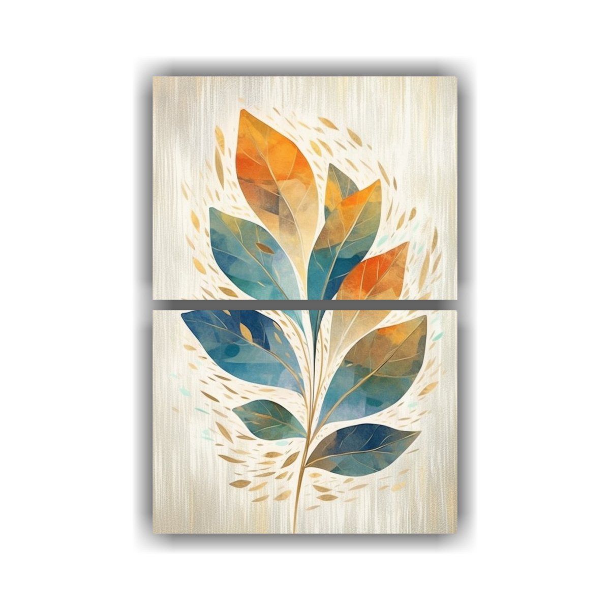 GENERICO - Cuadros Belleza Con Hojas Y Diseño Arcoíris 75x100 Cm