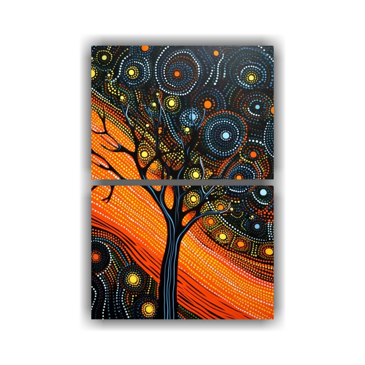 GENERICO - Pintura Aborigen Set 2 Líneas Impactantes Arte 65x100 Cm