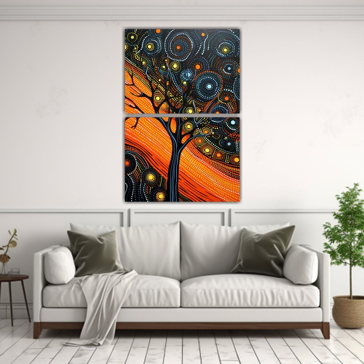 GENERICO - Pintura Aborigen Set 2 Líneas Impactantes Arte 50x80 Cm