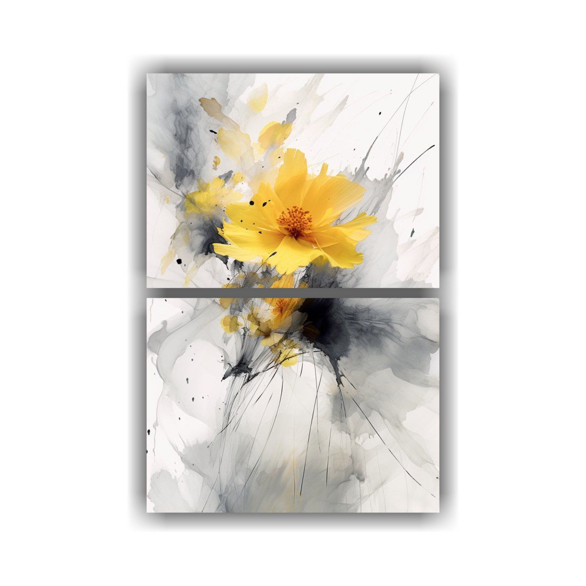GENERICO - Cuadro De Lienzo Abstracto Con Flores Amarillas Y 50x80 Cm
