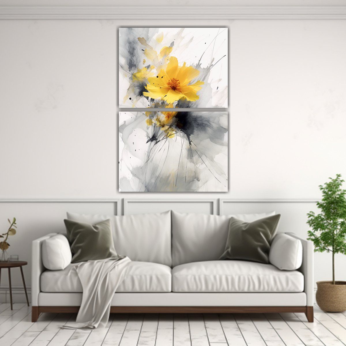 GENERICO - Cuadro De Lienzo Abstracto Con Flores Amarillas Y 50x80 Cm