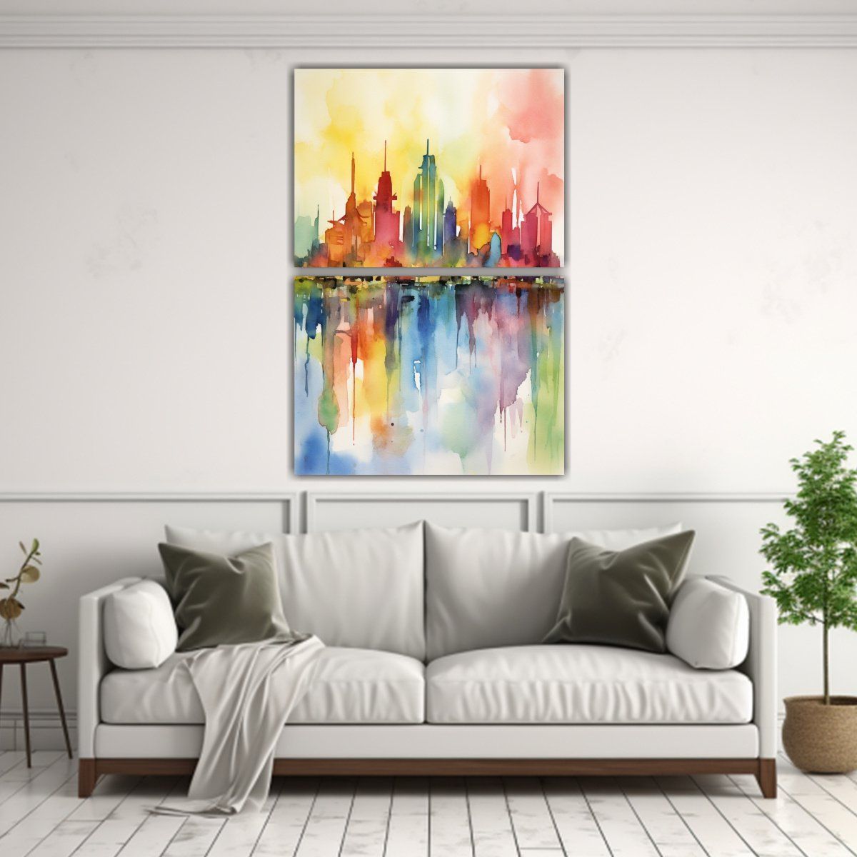 GENERICO - Paisaje Urbano Acuarela Phuket Arte Abstracto 65x100 Cm