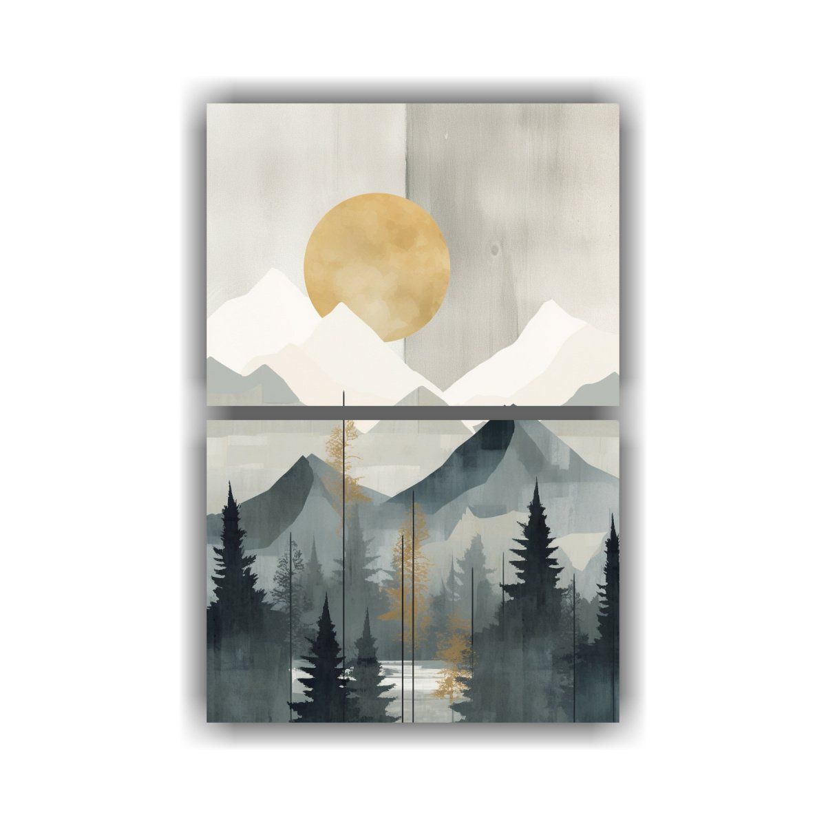 GENERICO - Cuadro Minimalista Con Árboles Y Montañas En 75x100 Cm