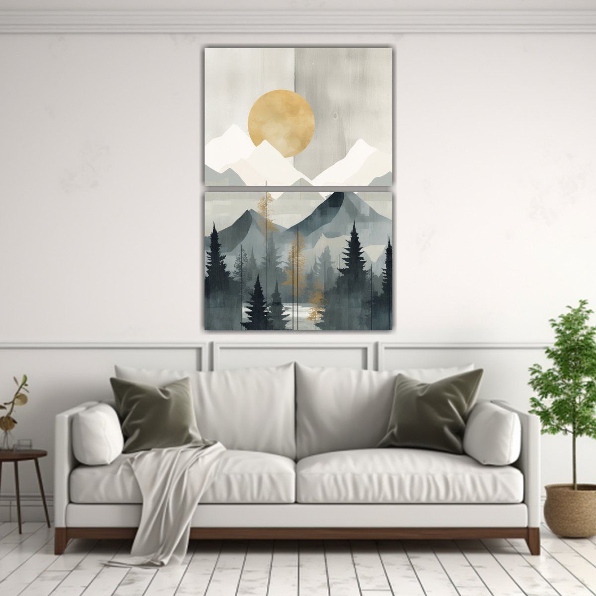 GENERICO - Cuadro Minimalista Con Árboles Y Montañas En 60x80 Cm