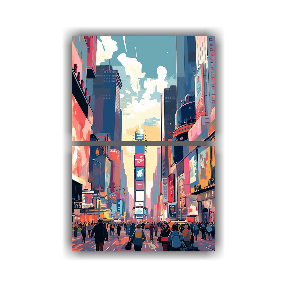 GENERICO - Cuadro Abstracto Relieve De Times Square En Nueva 120x160 Cm