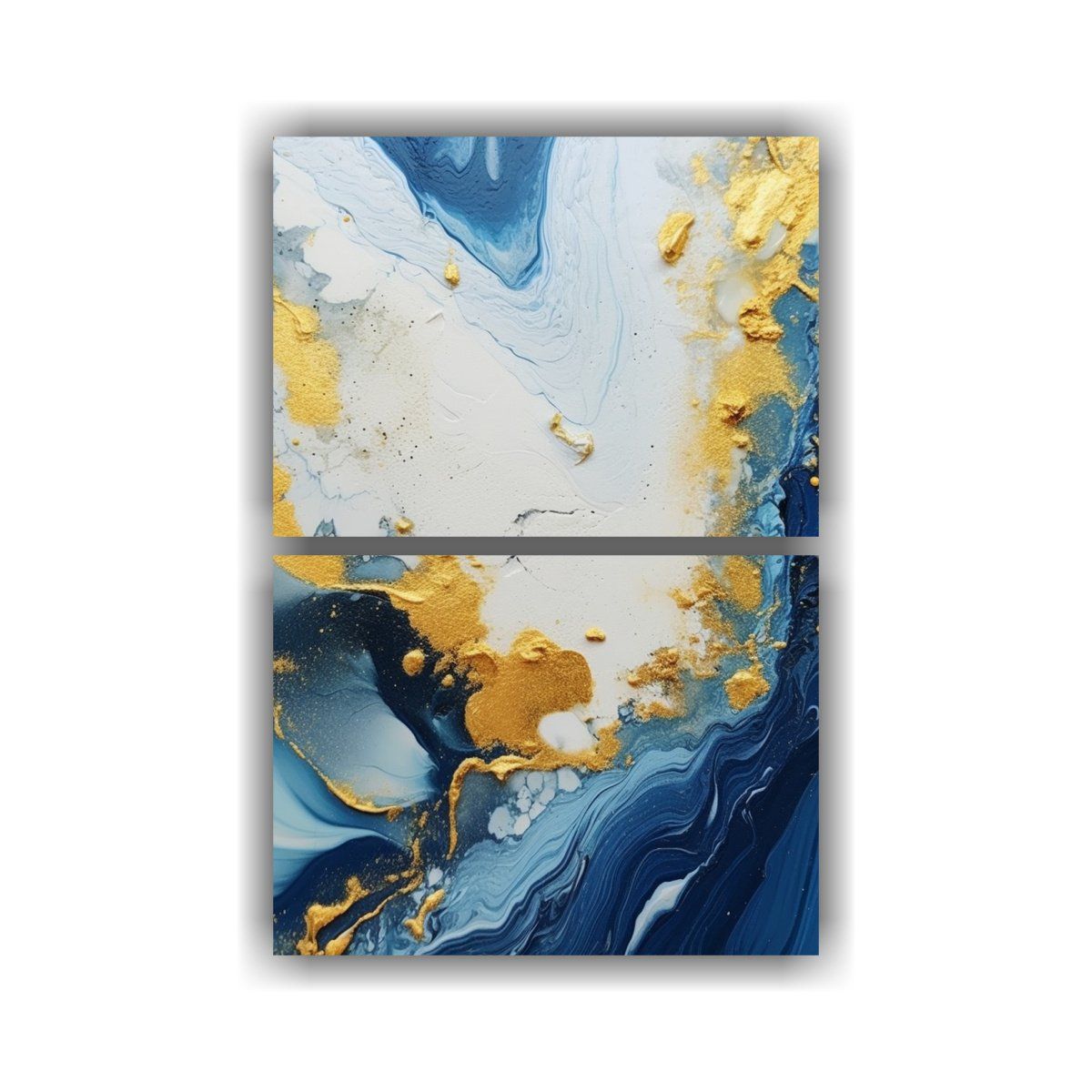 GENERICO - Cuadro De Exposición Azul Y Dorado Con Detalles 50x80 Cm