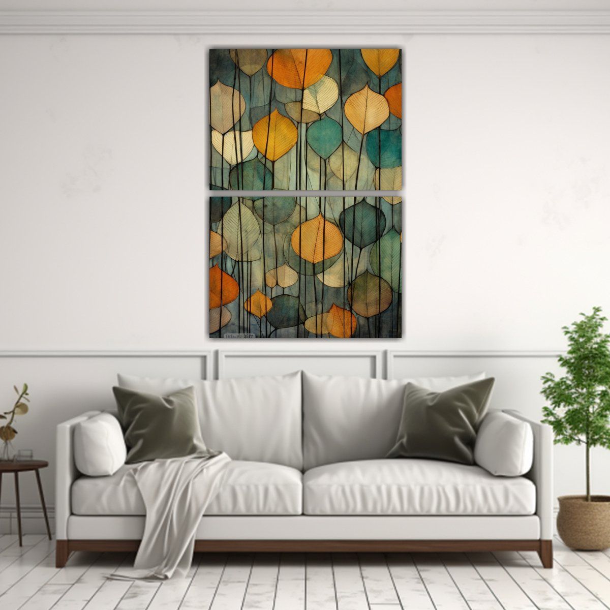 GENERICO - Cuadro Inspirador De Hojas En Línea Y Lavado De 60x80 Cm