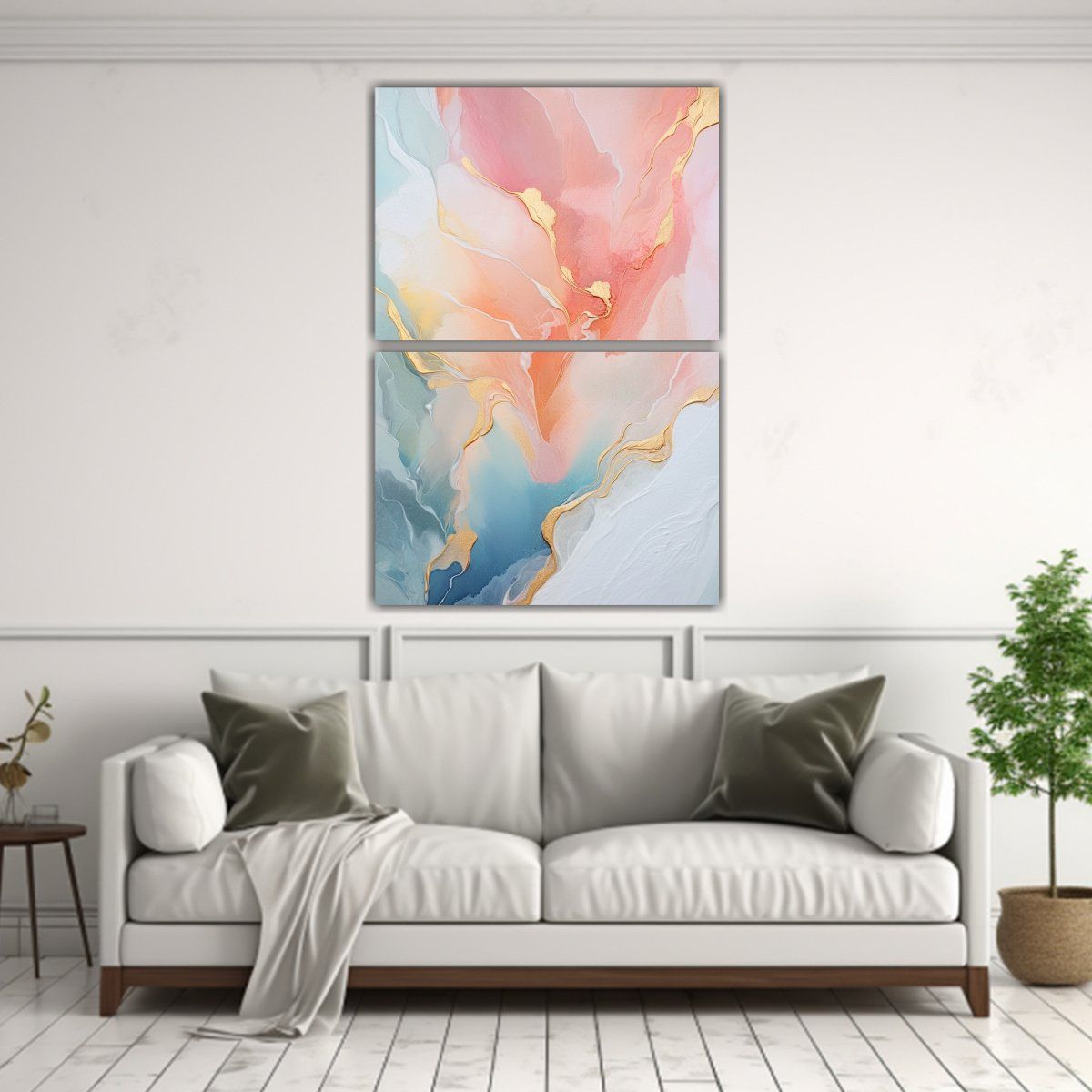 GENERICO - Cuadros Lineales Abstractos Con Suaves Colores 50x80 Cm