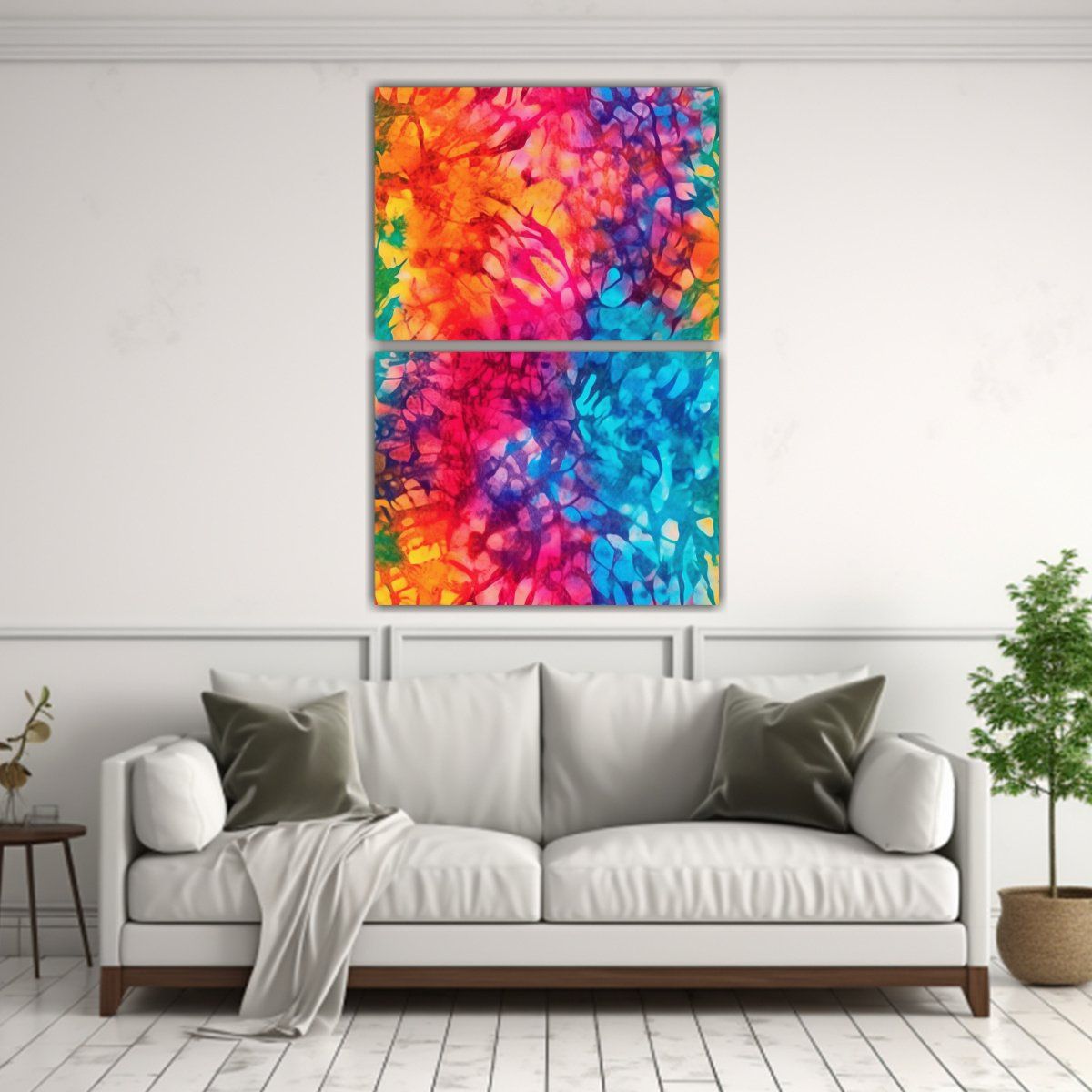 GENERICO - Diptico Patron Intenso Textura Tiedye En Círculo 120x160 Cm