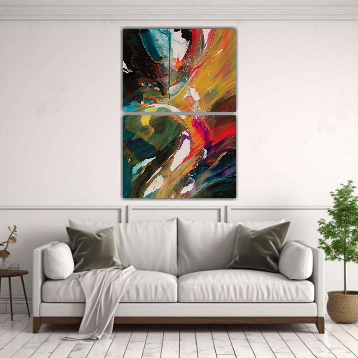 GENERICO - Cuadros Vintage Muy Brillantes Tricolor Abstracto 65x100 Cm