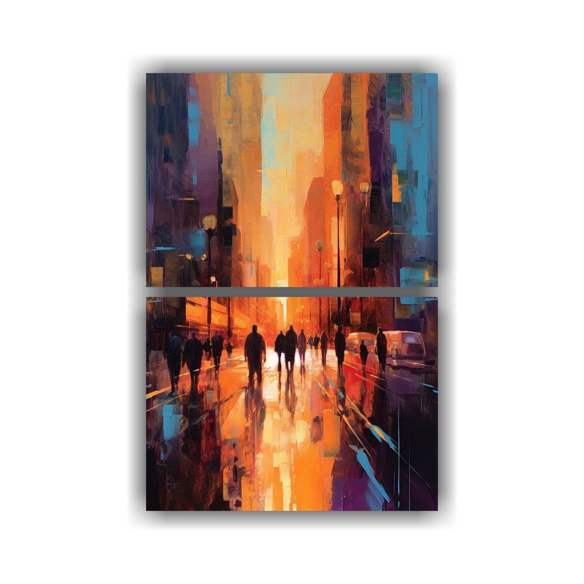 GENERICO - Pintura De Escena Callejera Abstracta Con Colores 65x100 Cm