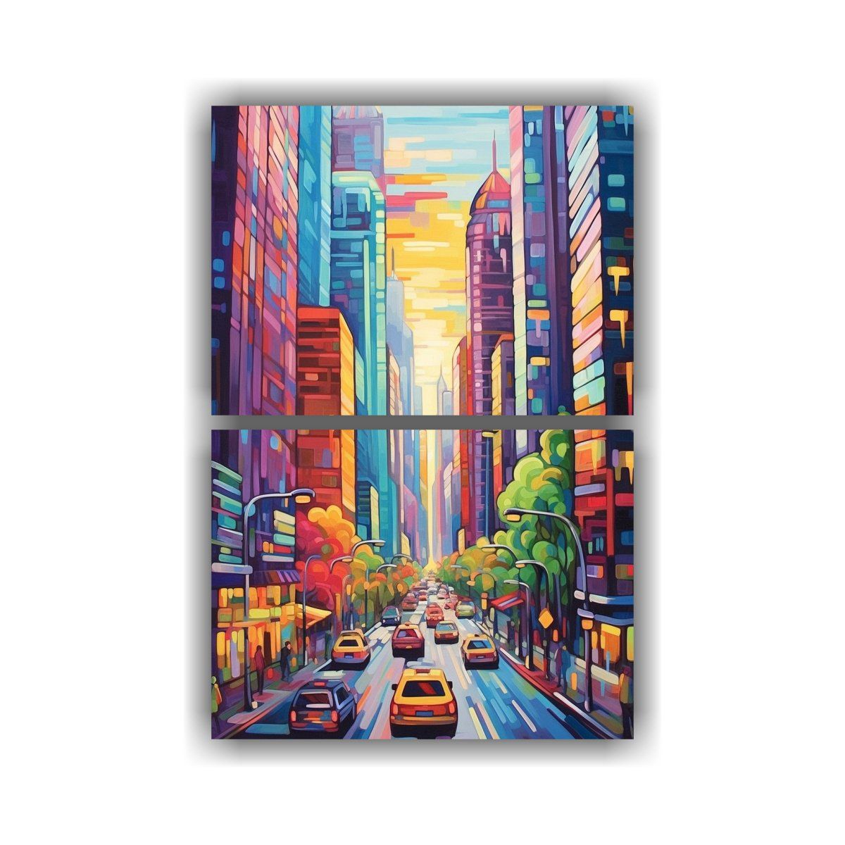 GENERICO - Pintura Fascinante De Una Concurrida Calle Urbana 50x80 Cm