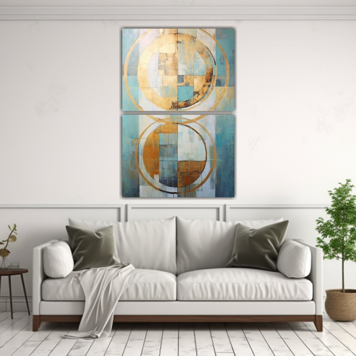GENERICO - Pintura Al óleo De Figuras Modernas En Círculos 60x80 Cm