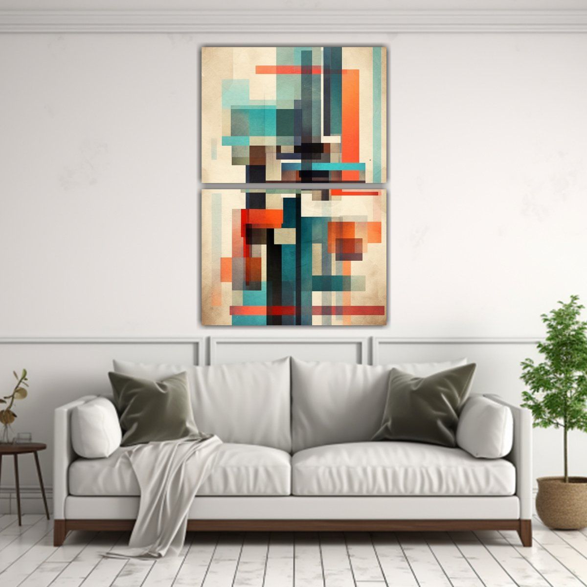 GENERICO - Conjunto 2 Cuadros Pared Vintage Abstracto 60x80 Cm