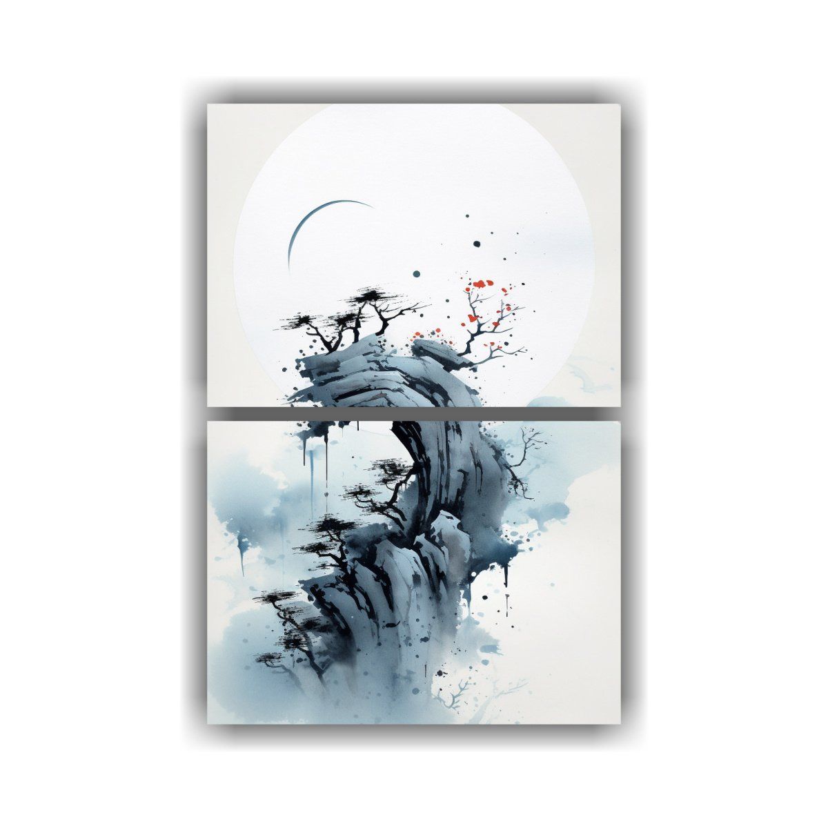 GENERICO - Pintura Zen Original De Dos Artes Tonos Suaves 60x80 Cm