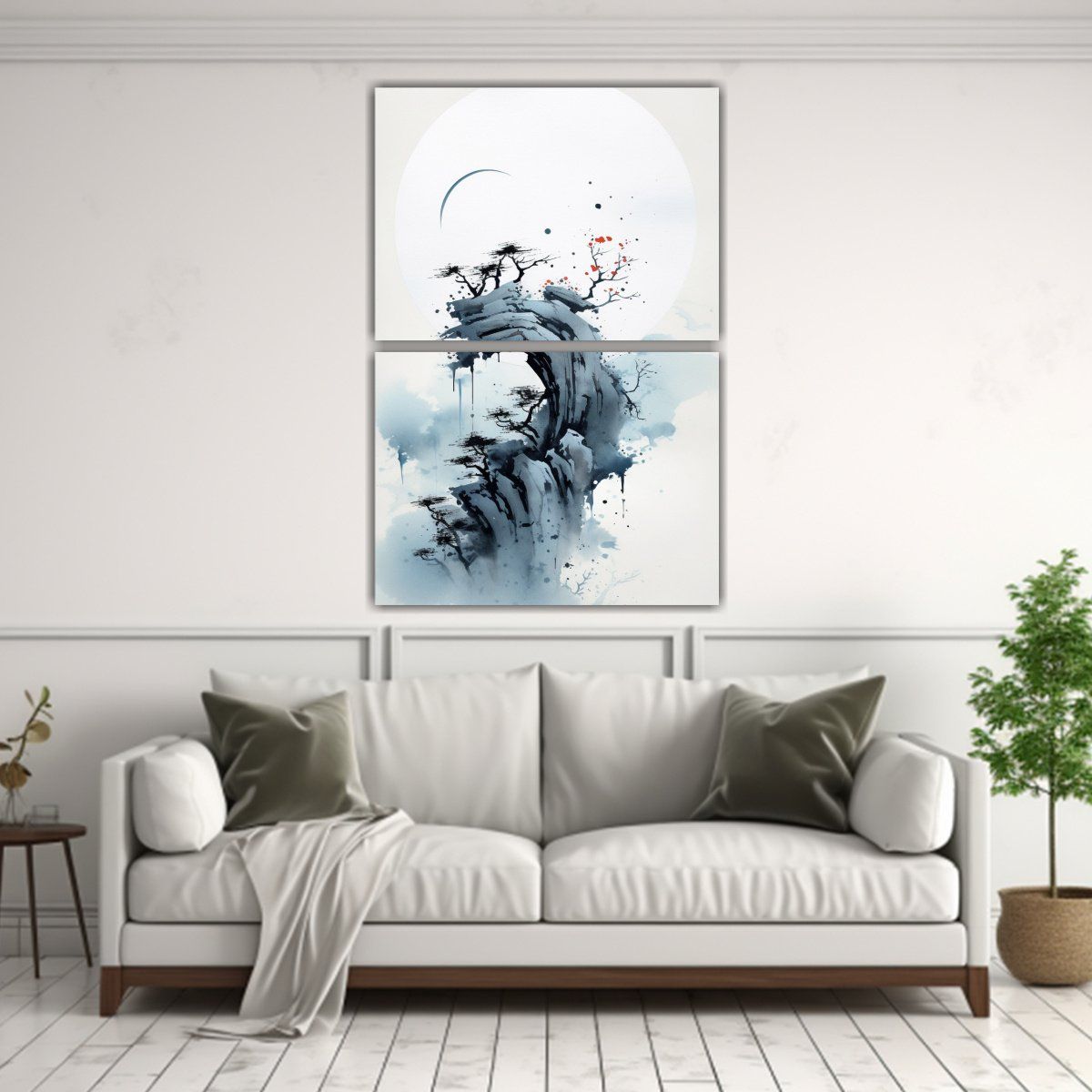 GENERICO - Pintura Zen Original De Dos Artes Tonos Suaves 60x80 Cm