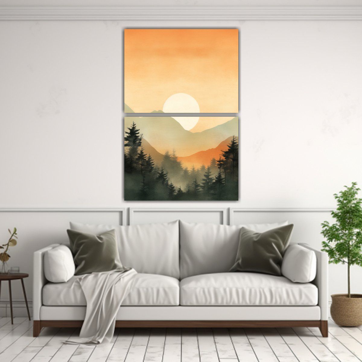 GENERICO - Cuadro De Montaña En Lienzo Estilo Acuarela 65x100 Cm