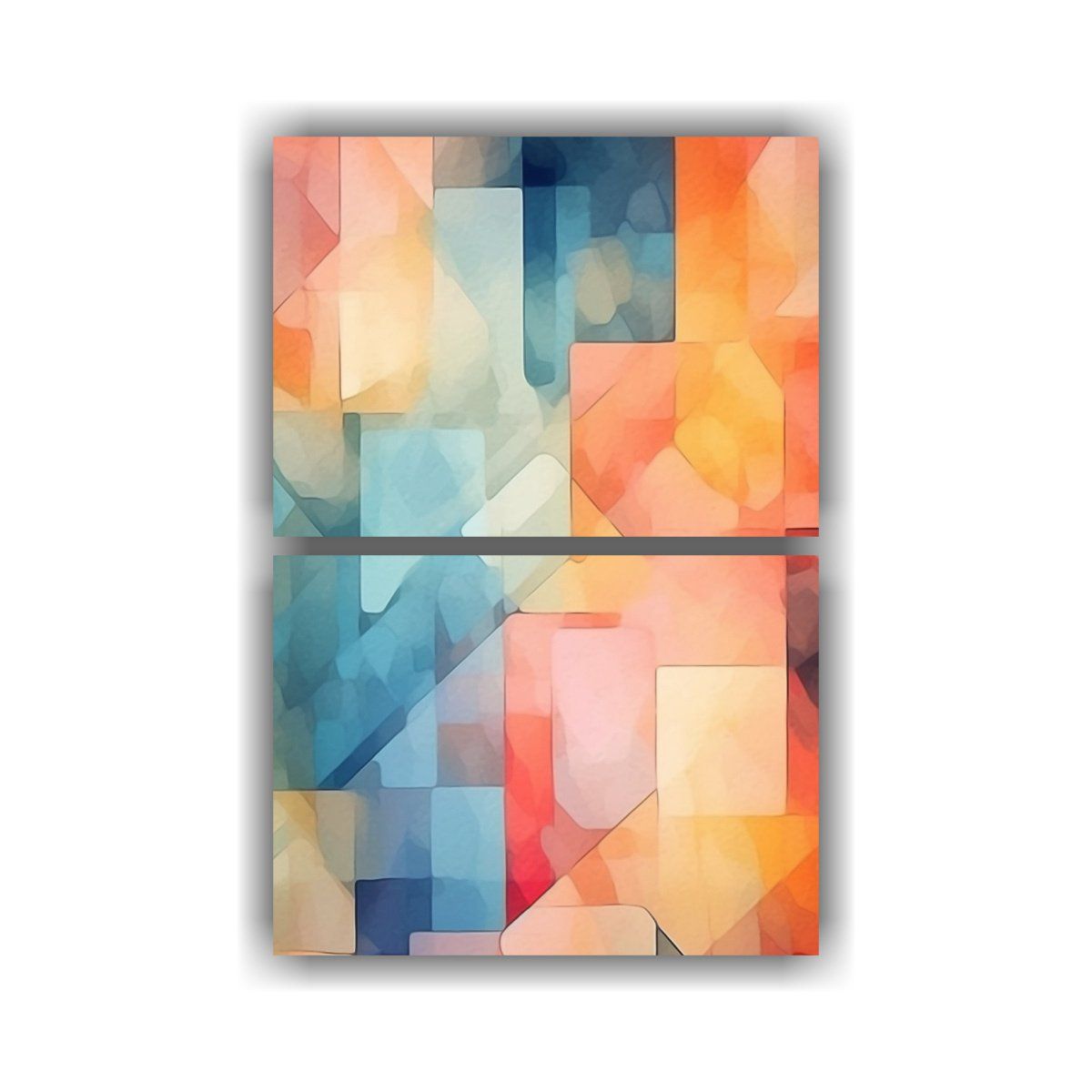 GENERICO - Set 2 Lienzos Abstractos Con Paleta De Colores 65x100 Cm