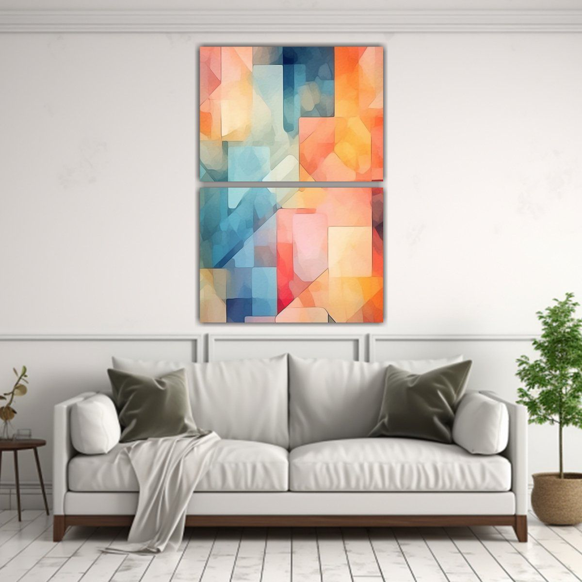 GENERICO - Set 2 Lienzos Abstractos Con Paleta De Colores 65x100 Cm