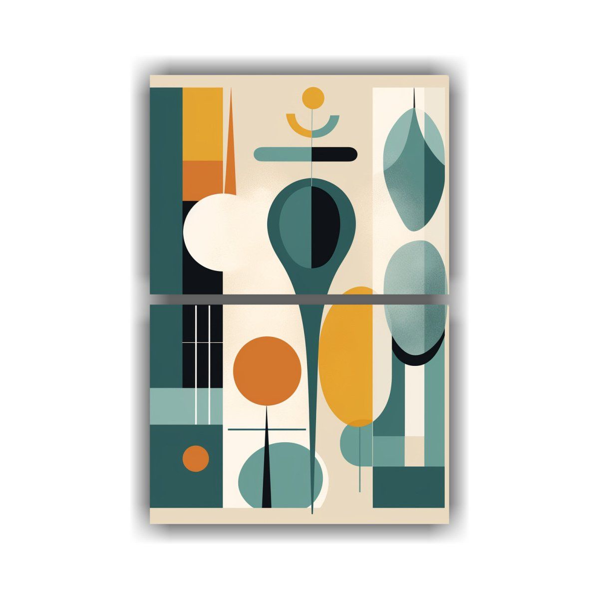 GENERICO - Cuadro Abstracto Escandinavo En Bastidor Set De 2 65x100 Cm