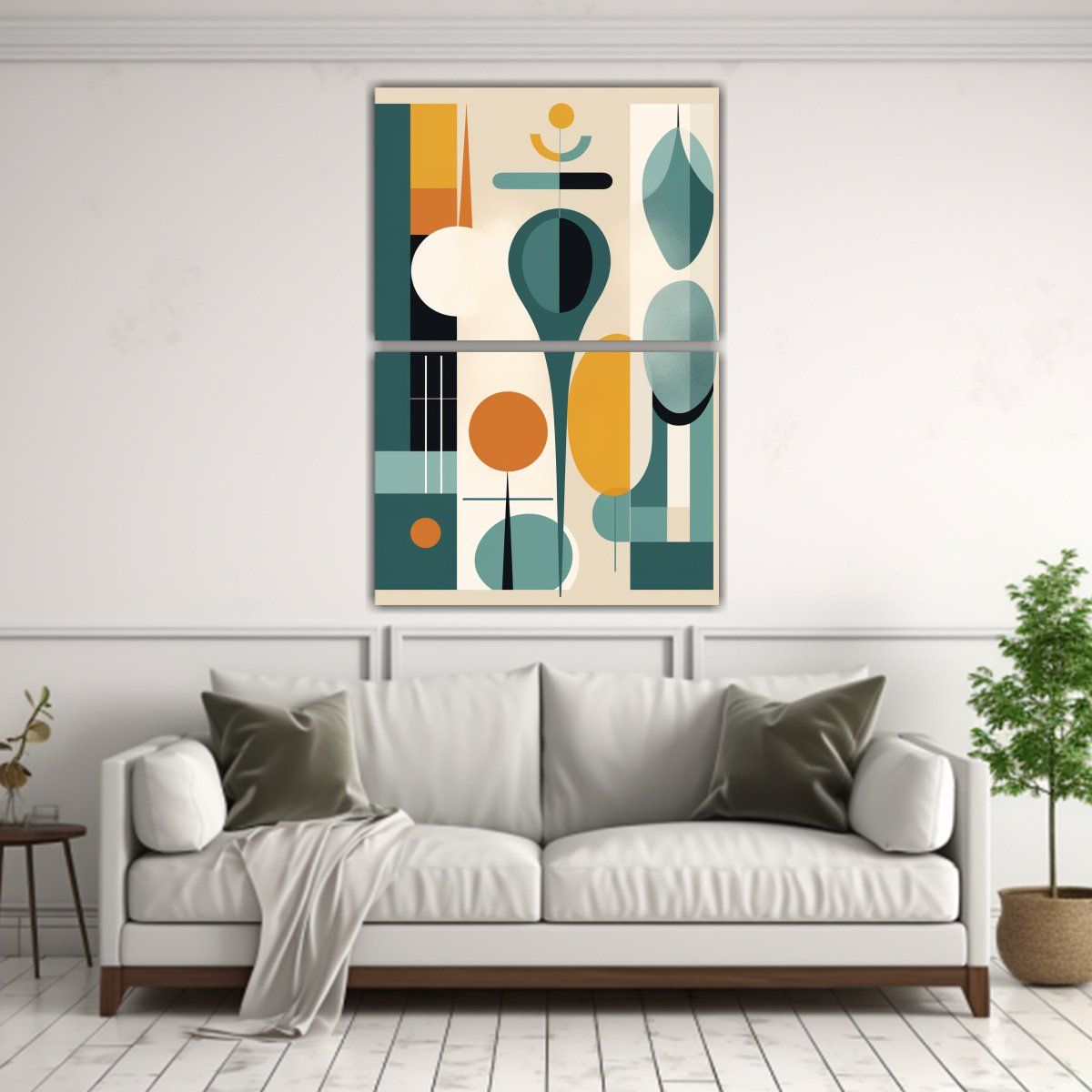 GENERICO - Cuadro Abstracto Escandinavo En Bastidor Set De 2 65x100 Cm