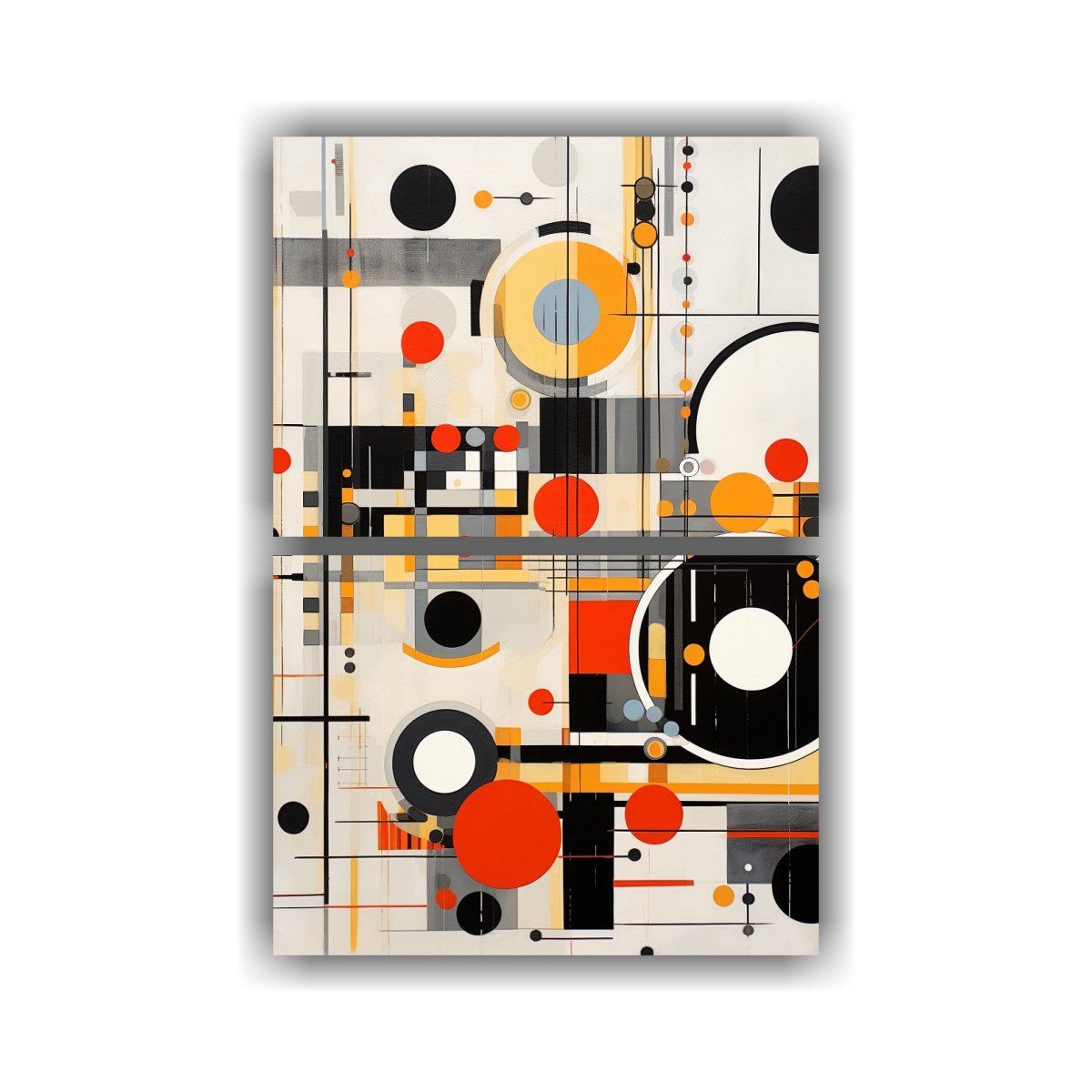 GENERICO - Cuadro Abstracto Con Círculos Y Geometría 50x80 Cm