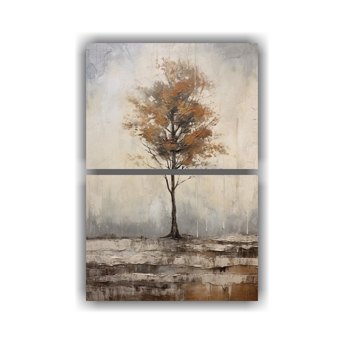 GENERICO - Paisaje Abstracto Con árbol En óleo Sobre Lienzo 65x100 Cm