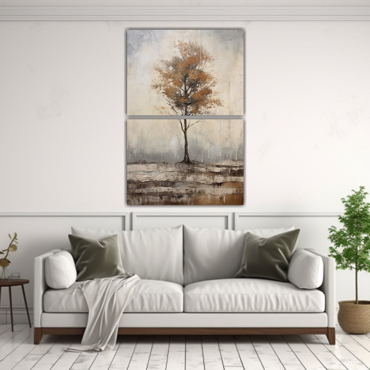 GENERICO - Paisaje Abstracto Con árbol En óleo Sobre Lienzo 65x100 Cm