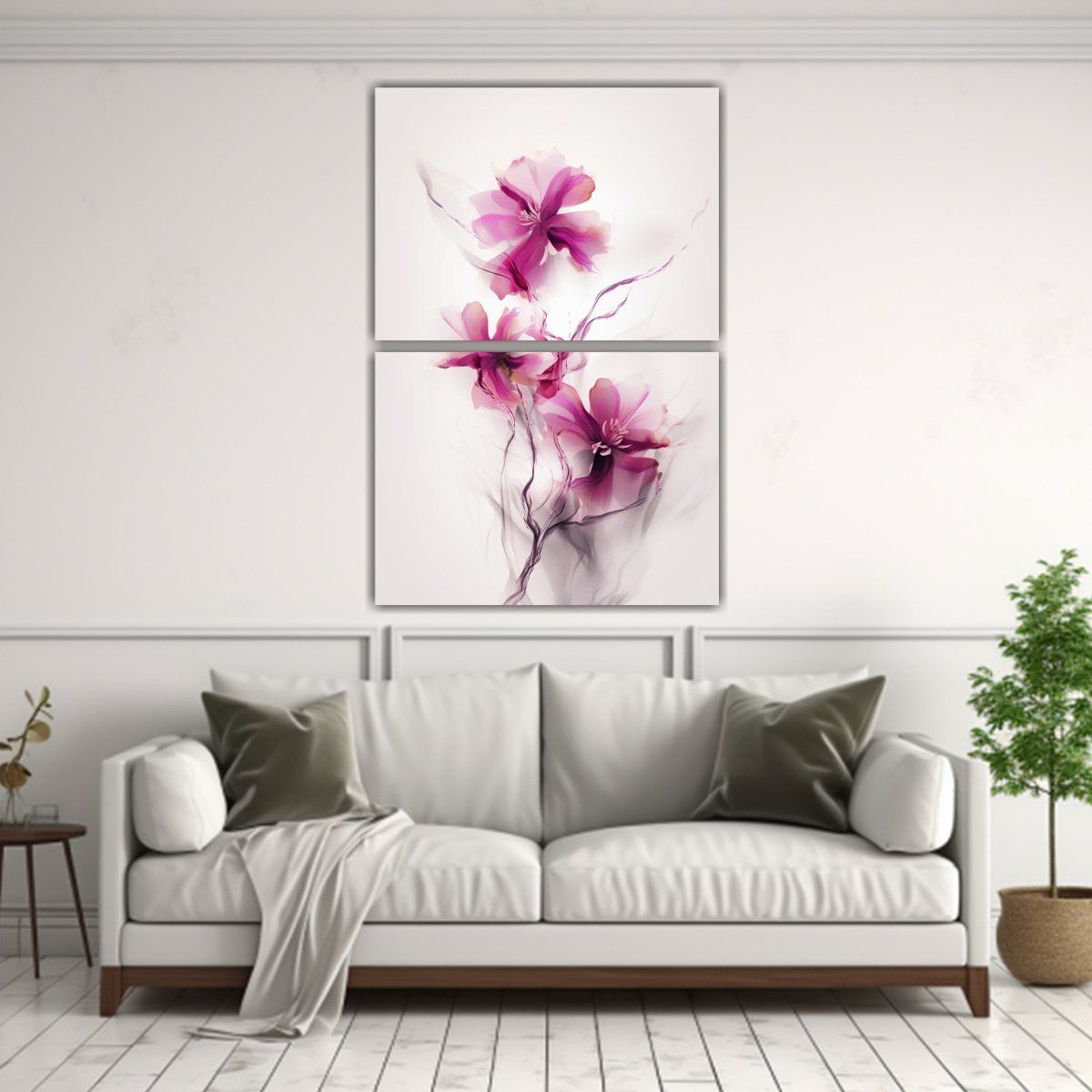 GENERICO - Dos Cuadros Tema Poder En Color Magenta Vibrante 120x160 Cm