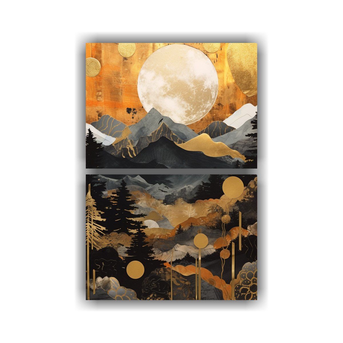 GENERICO - Cuadro Paisaje Colorido Con Sol Sobre Montañas 50x80 Cm