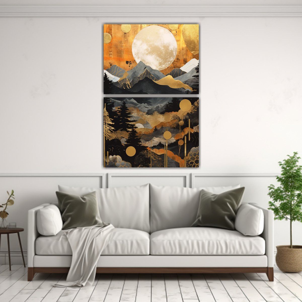 GENERICO - Cuadro Paisaje Colorido Con Sol Sobre Montañas 50x80 Cm