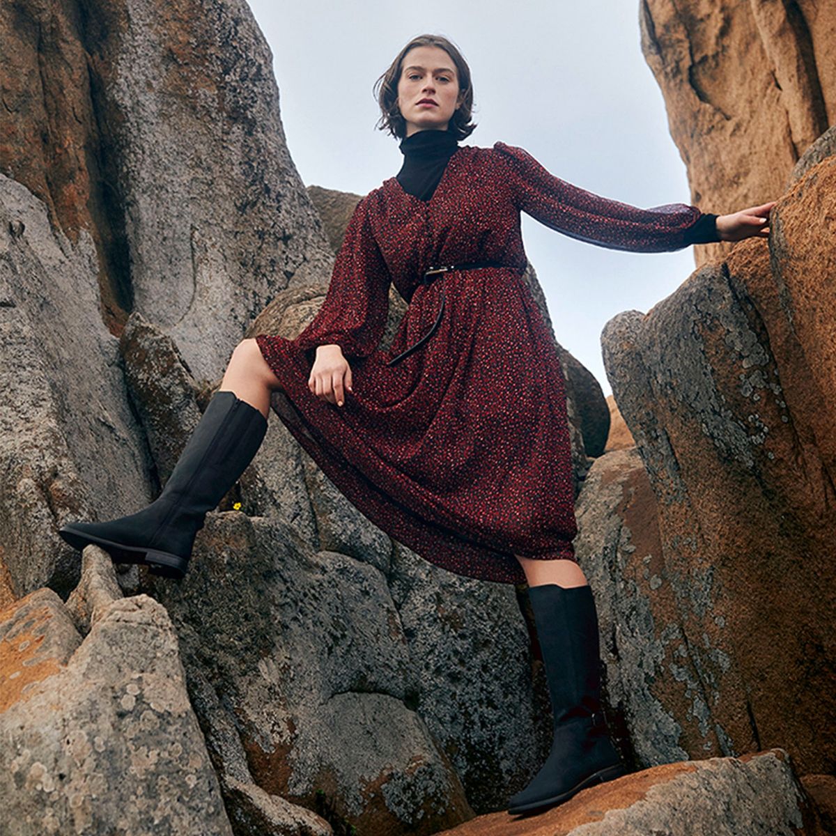 CLARKS - Bota Vaquera Mujer Cuero Negra Clarks