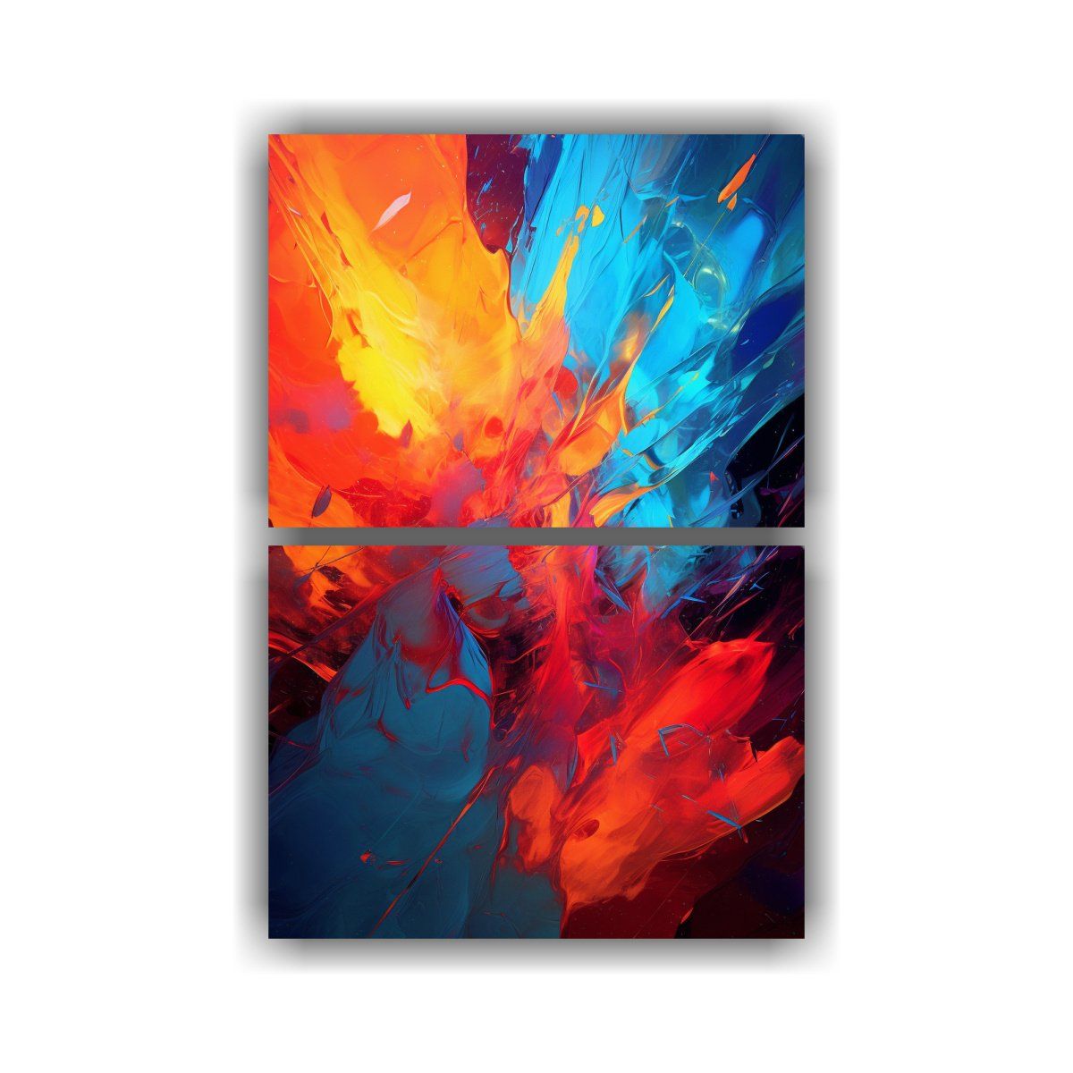 GENERICO - Diptico Abstracto Hermoso Obra Maestra Pintura 50x80 Cm