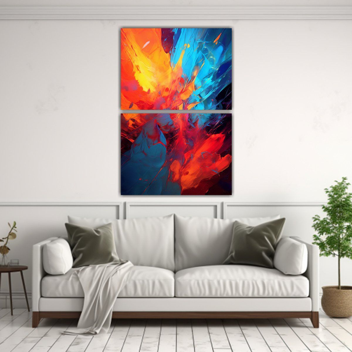 GENERICO - Diptico Abstracto Hermoso Obra Maestra Pintura 50x80 Cm