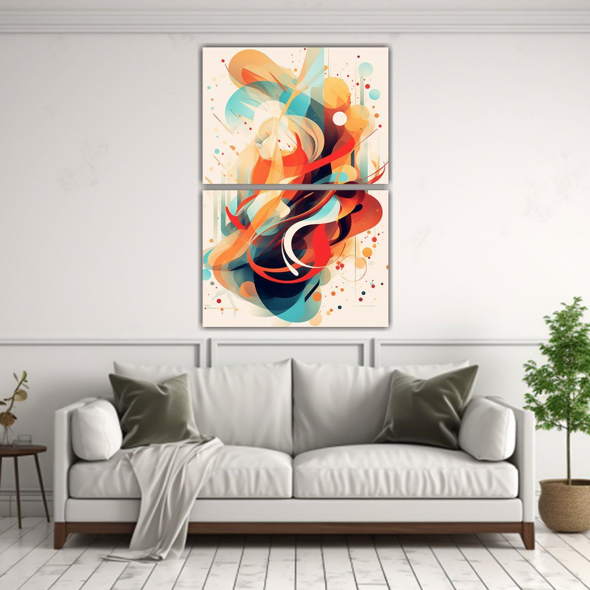 GENERICO - Dos Composiciones Movimiento Brillante Líneas 75x100 Cm