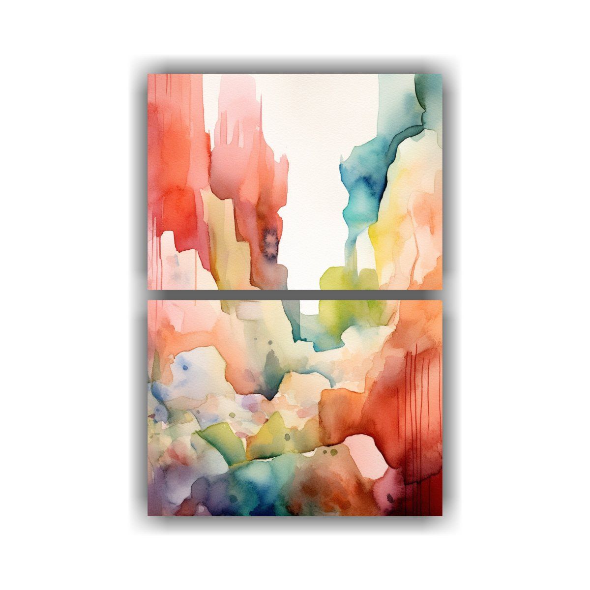 GENERICO - Pintura Abstracta De Acuarela De Rocas Rojas De 50x80 Cm